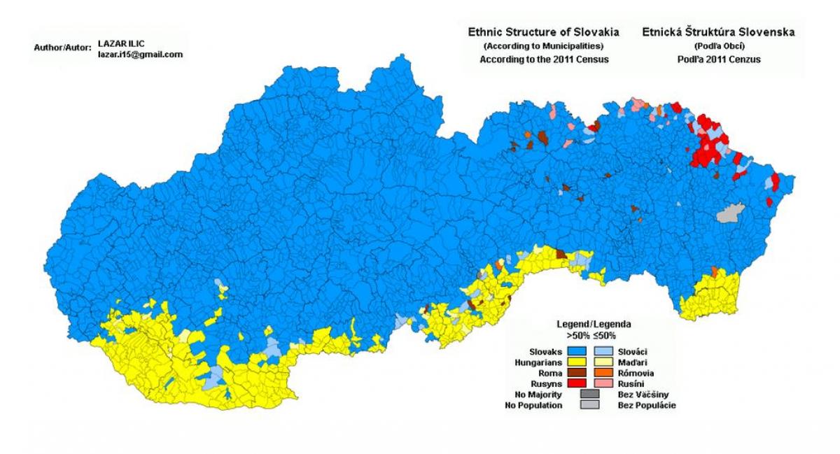 kort over Slovakiet etniske