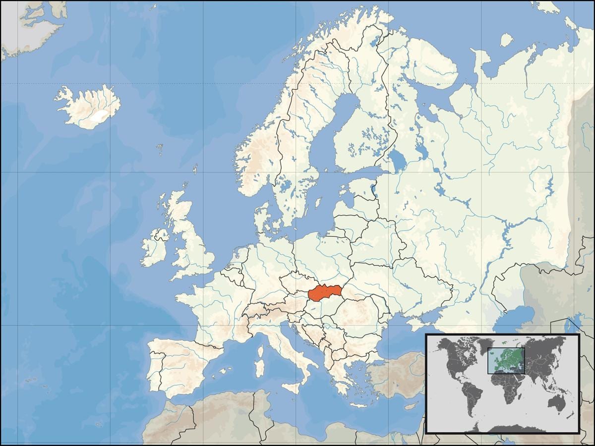 Slovakiet placering på verdenskortet