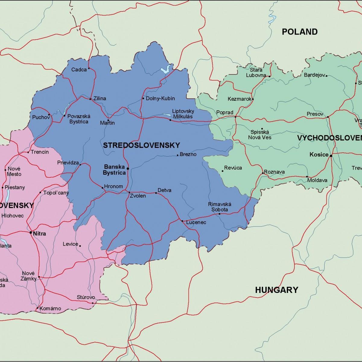 kort over Slovakiet politiske