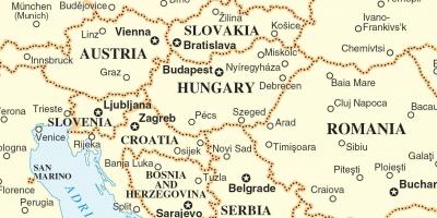 Kort Slovakiet omkringliggende lande