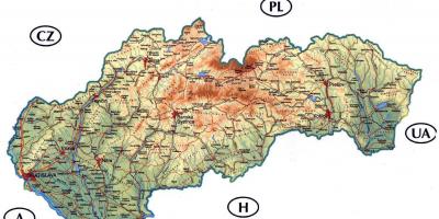 Detaljeret kort over Slovakiet