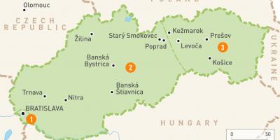 Kort over Slovakiet regioner